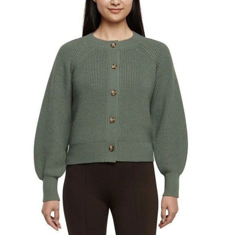 Banana Republic Womens 5 Button Cardigan Sweater Balloon Sleeve Green NWT - Picture 1 of 3